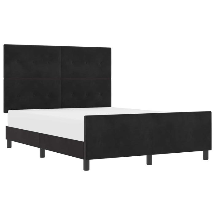 Pat cu arcuri cu headboard Negru 160 x 200 cm Catifea - WALTI WALTI