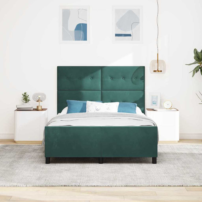 Pat cu arcuri cu headboard Verde închis 160 x 200 cm Catifea - WALTI WALTI