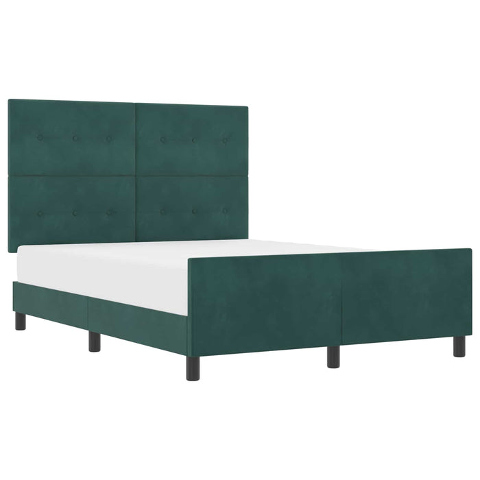 Pat cu arcuri cu headboard Verde închis 160 x 200 cm Catifea - WALTI WALTI