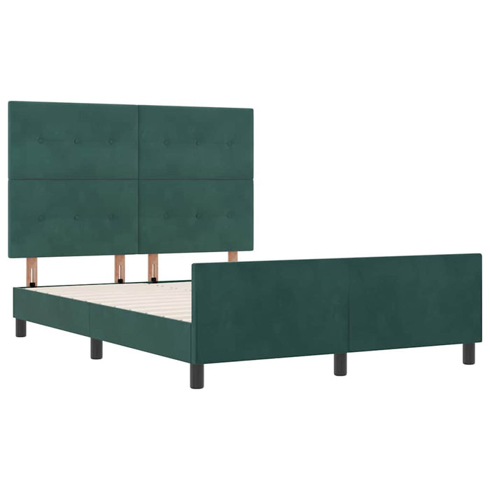 Pat cu arcuri cu headboard Verde închis 160 x 200 cm Catifea - WALTI WALTI