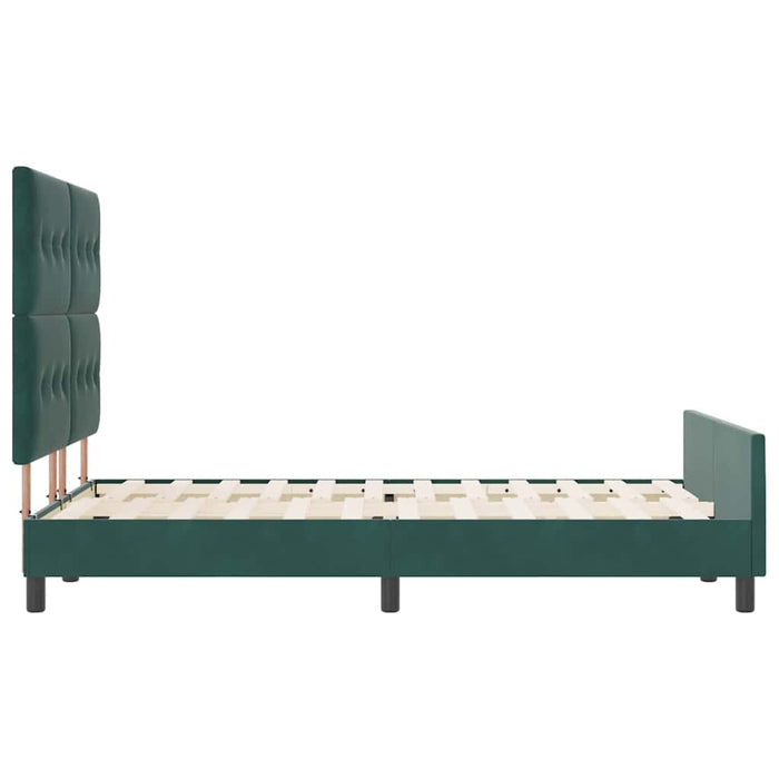 Pat cu arcuri cu headboard Verde închis 160 x 200 cm Catifea - WALTI WALTI