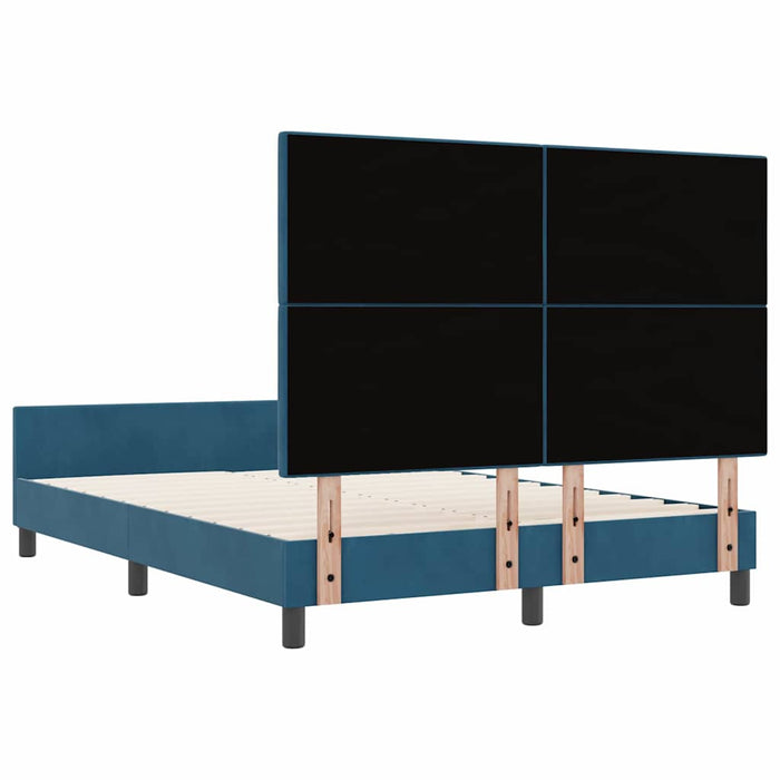 Pat cu arcuri cu headboard Albastru închis 160 x 200 cm Catifea WALTI