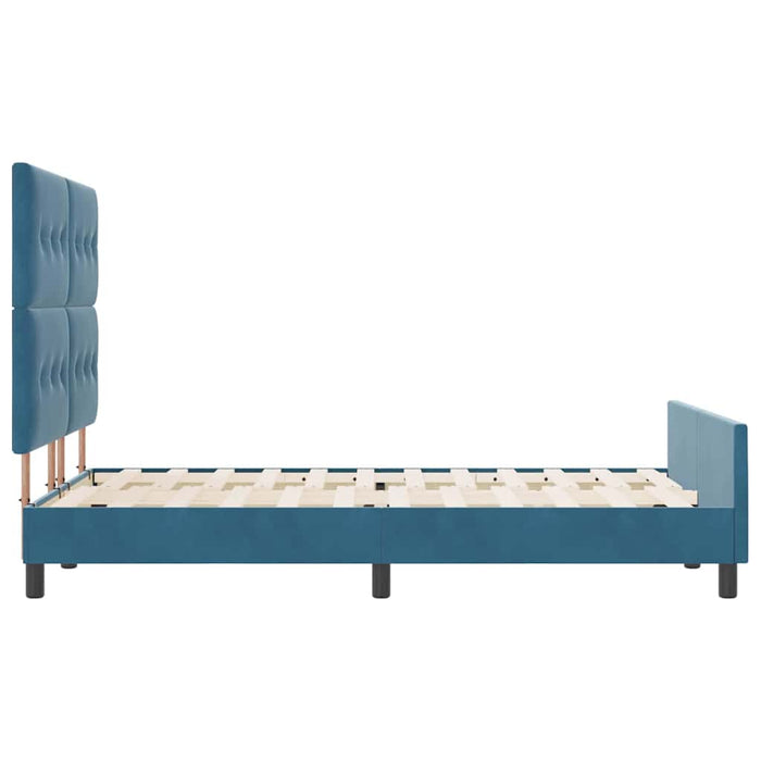Pat cu arcuri cu headboard Albastru închis 160 x 200 cm Catifea WALTI
