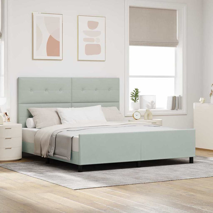 Pat cu arcuri cu headboard Gri deschis 180 x 200 cm Catifea - WALTI WALTI