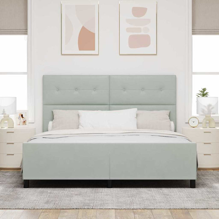 Pat cu arcuri cu headboard Gri deschis 180 x 200 cm Catifea - WALTI WALTI