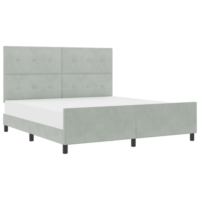 Pat cu arcuri cu headboard Gri deschis 180 x 200 cm Catifea - WALTI WALTI