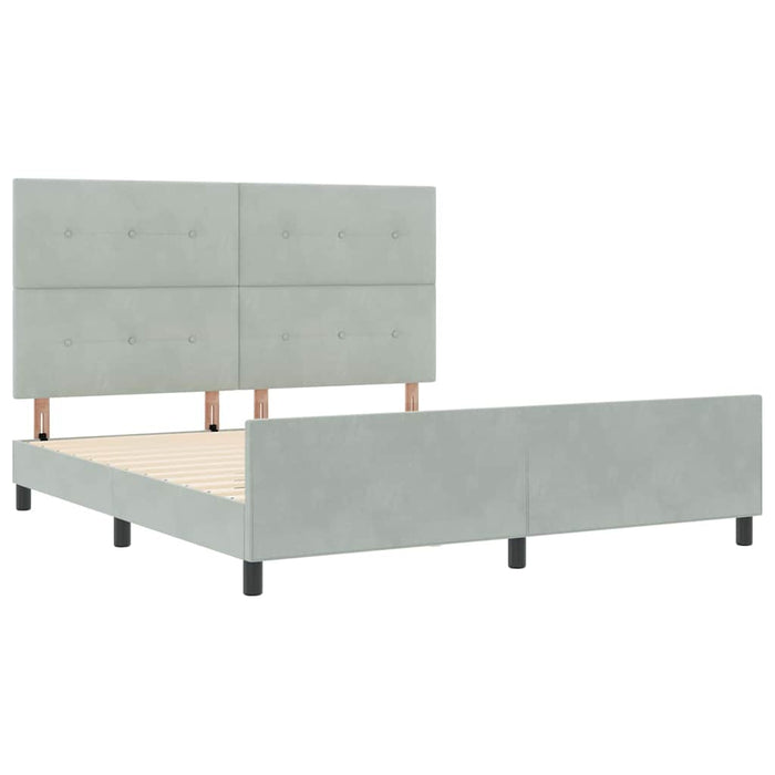 Pat cu arcuri cu headboard Gri deschis 180 x 200 cm Catifea - WALTI WALTI