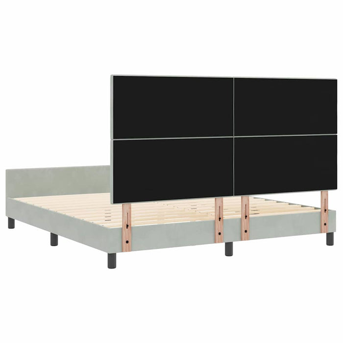 Pat cu arcuri cu headboard Gri deschis 180 x 200 cm Catifea - WALTI WALTI