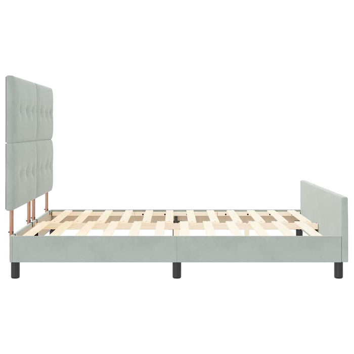 Pat cu arcuri cu headboard Gri deschis 180 x 200 cm Catifea - WALTI WALTI