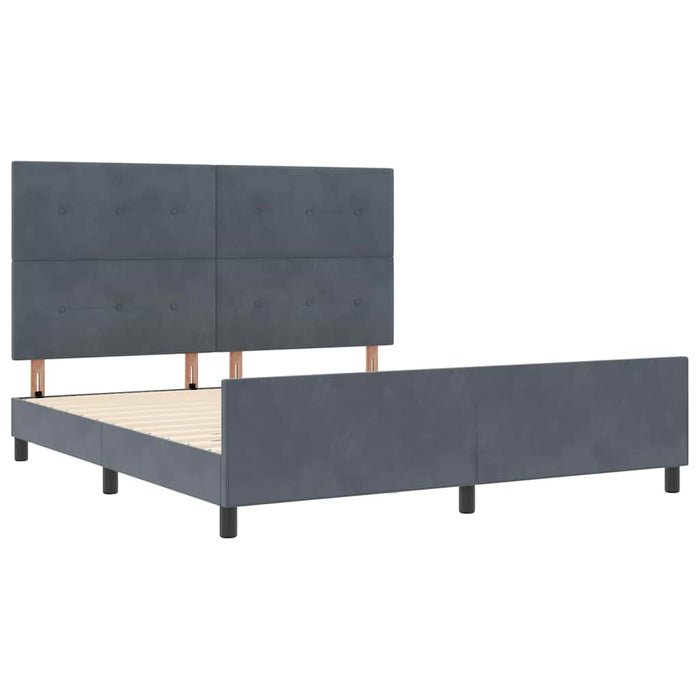 Pat cu arcuri cu headboard Gri închis 180 x 200 cm Catifea - WALTI WALTI