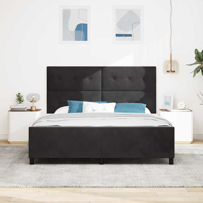 Pat cu arcuri cu headboard Negru 180 x 200 cm Catifea - WALTI WALTI