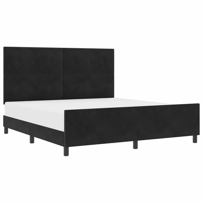 Pat cu arcuri cu headboard Negru 180 x 200 cm Catifea - WALTI WALTI