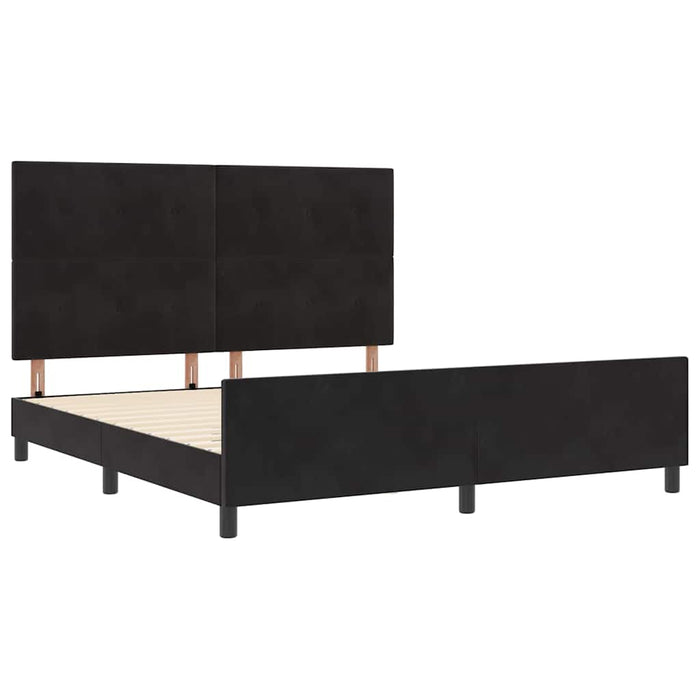 Pat cu arcuri cu headboard Negru 180 x 200 cm Catifea - WALTI WALTI