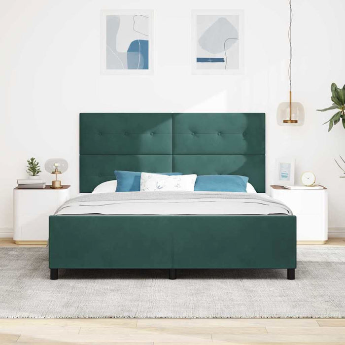 Pat cu arcuri cu headboard Verde închis 180 x 200 cm Catifea - WALTI WALTI