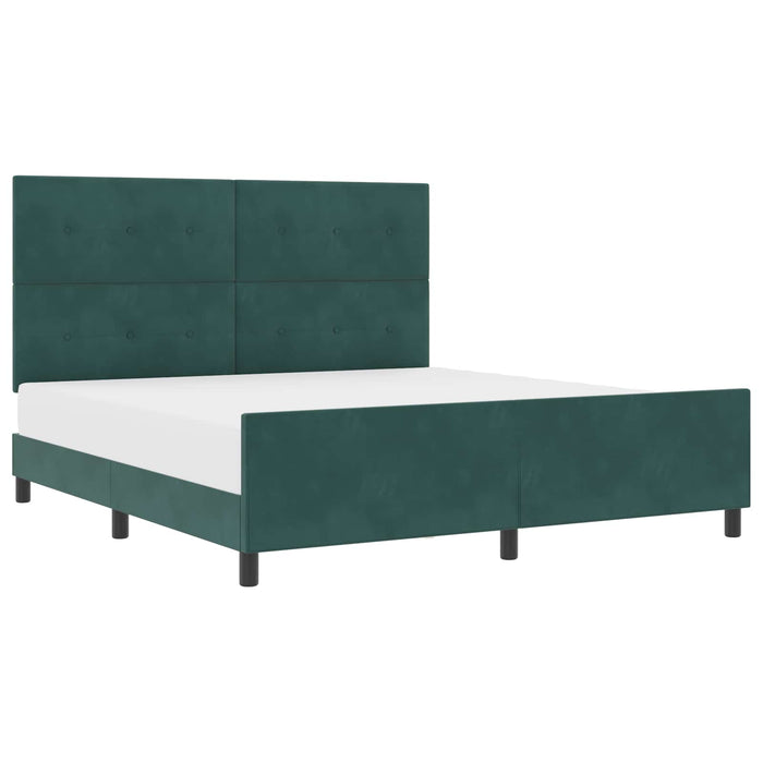 Pat cu arcuri cu headboard Verde închis 180 x 200 cm Catifea - WALTI WALTI