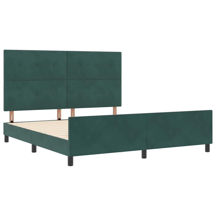 Pat cu arcuri cu headboard Verde închis 180 x 200 cm Catifea - WALTI WALTI