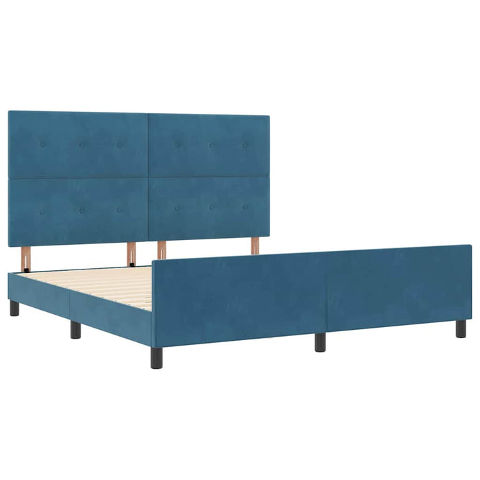 Pat cu arcuri cu headboard Albastru închis 180 x 200 cm Catifea - WALTI WALTI