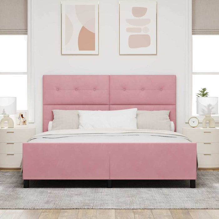 Pat cu arcuri cu headboard Roz 180 x 200 cm Catifea - WALTI WALTI