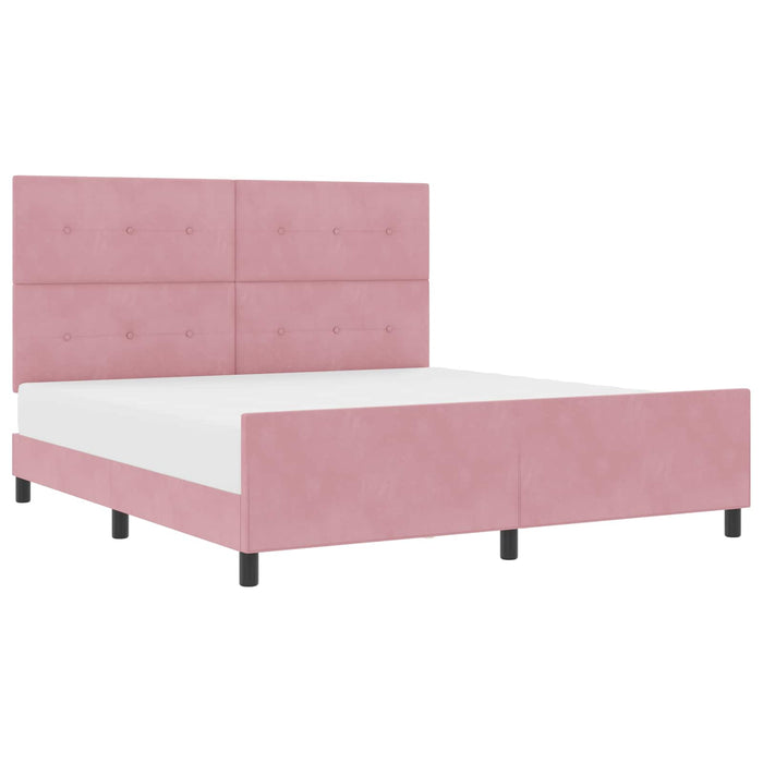 Pat cu arcuri cu headboard Roz 180 x 200 cm Catifea - WALTI WALTI