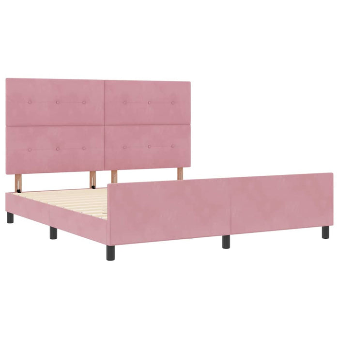 Pat cu arcuri cu headboard Roz 180 x 200 cm Catifea - WALTI WALTI