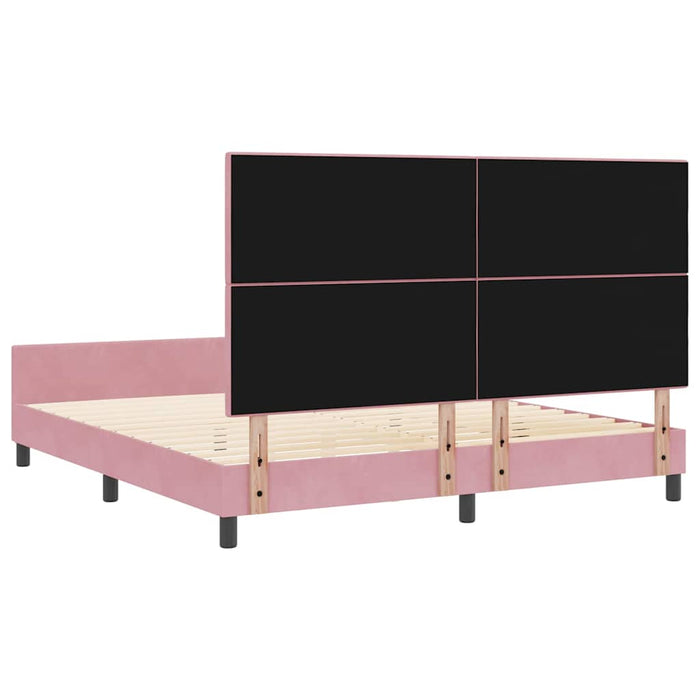 Pat cu arcuri cu headboard Roz 180 x 200 cm Catifea - WALTI WALTI