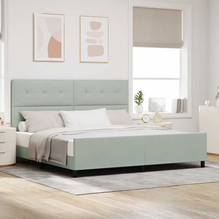 Pat cu arcuri cu headboard Gri deschis 200 x 200 cm Catifea - WALTI WALTI