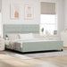 Pat cu arcuri cu headboard Gri deschis 200 x 200 cm Catifea - WALTI WALTI