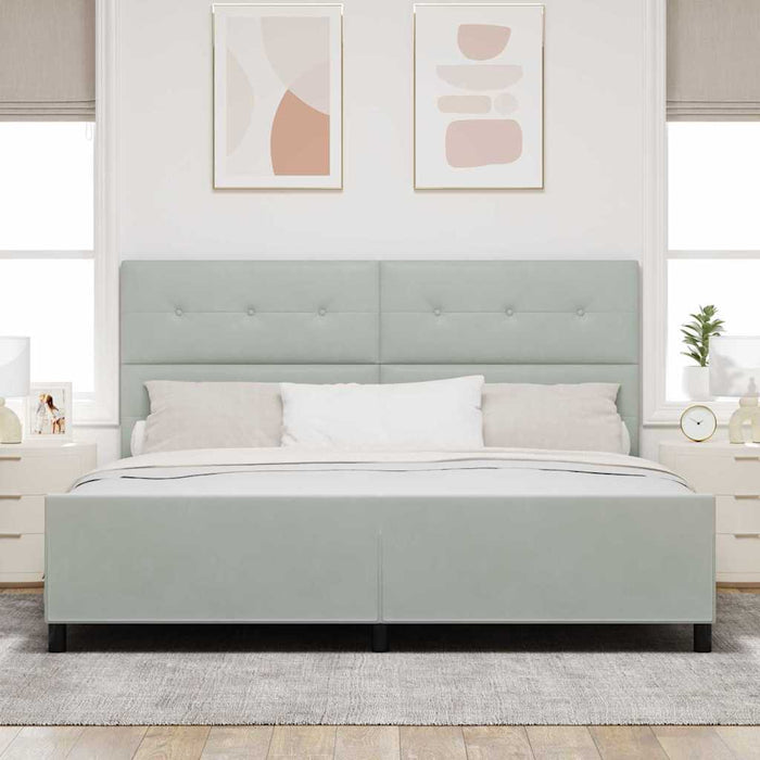 Pat cu arcuri cu headboard Gri deschis 200 x 200 cm Catifea - WALTI WALTI