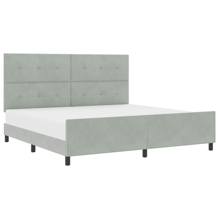 Pat cu arcuri cu headboard Gri deschis 200 x 200 cm Catifea - WALTI WALTI