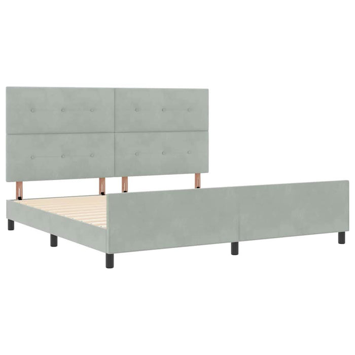 Pat cu arcuri cu headboard Gri deschis 200 x 200 cm Catifea - WALTI WALTI
