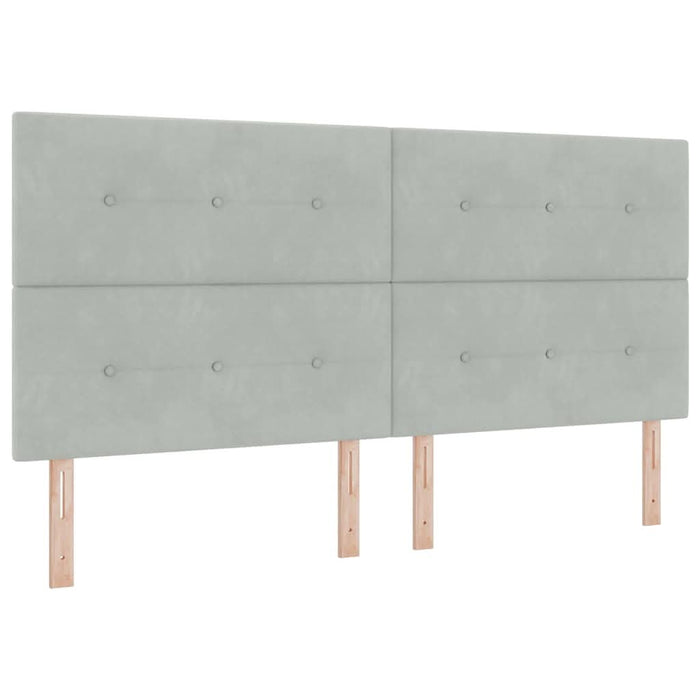 Pat cu arcuri cu headboard Gri deschis 200 x 200 cm Catifea - WALTI WALTI