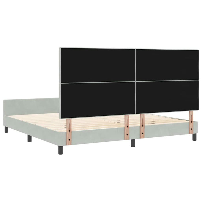Pat cu arcuri cu headboard Gri deschis 200 x 200 cm Catifea - WALTI WALTI
