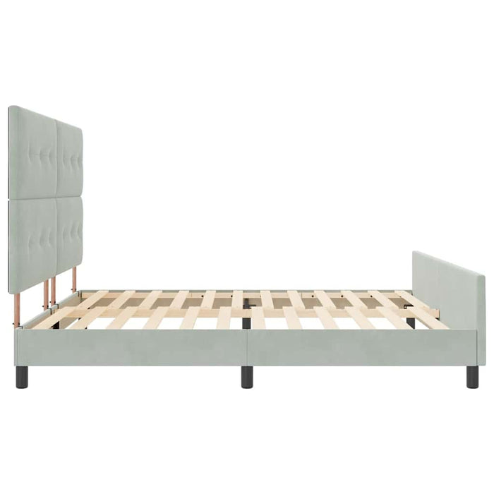 Pat cu arcuri cu headboard Gri deschis 200 x 200 cm Catifea - WALTI WALTI