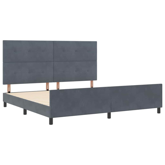 Pat cu arcuri cu headboard Gri închis 200 x 200 cm Catifea - WALTI WALTI