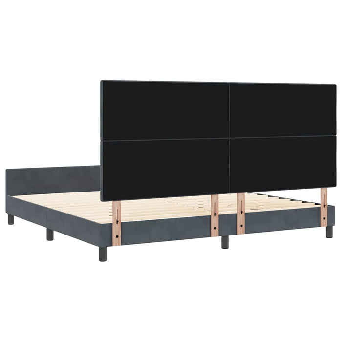 Pat cu arcuri cu headboard Gri închis 200 x 200 cm Catifea - WALTI WALTI