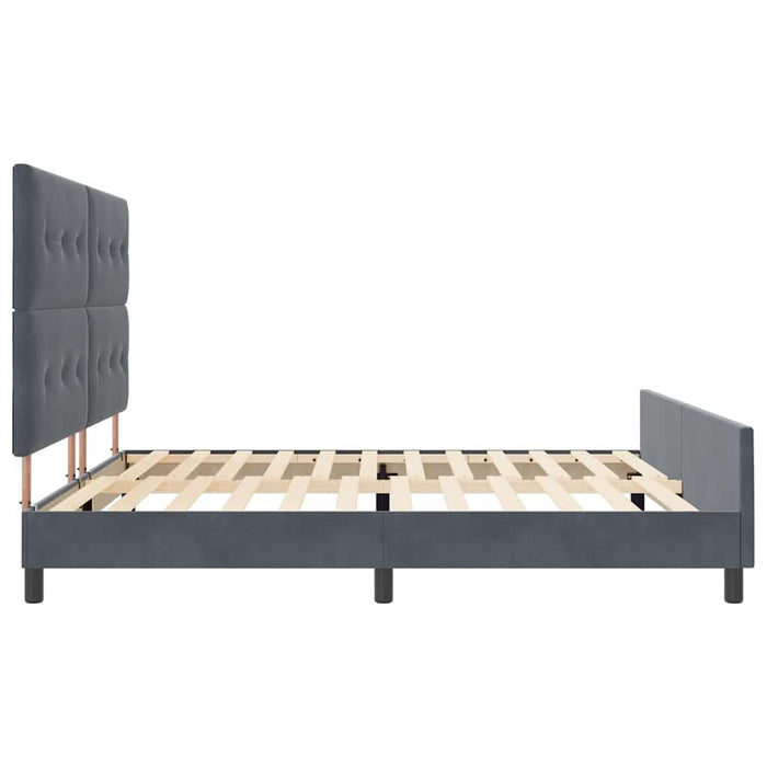 Pat cu arcuri cu headboard Gri închis 200 x 200 cm Catifea - WALTI WALTI