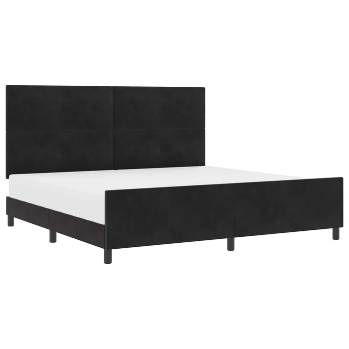 Pat cu arcuri cu headboard Negru 200 x 200 cm Catifea - WALTI WALTI
