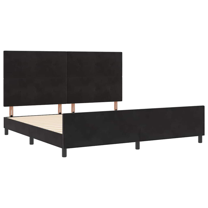 Pat cu arcuri cu headboard Negru 200 x 200 cm Catifea - WALTI WALTI