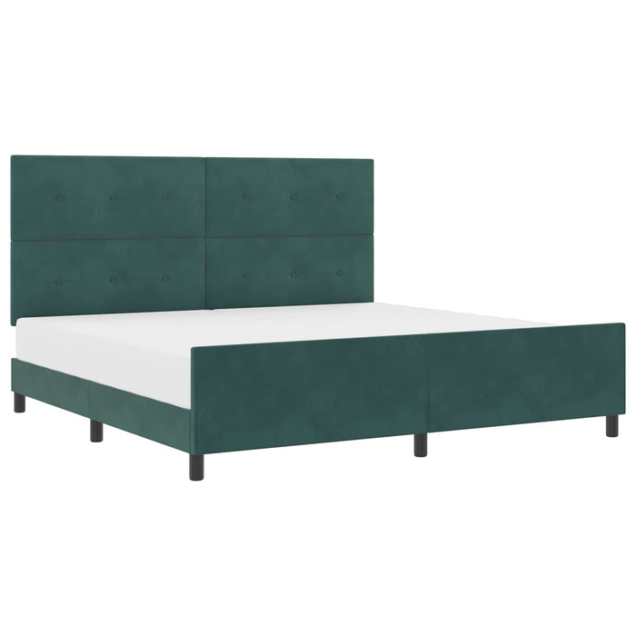 Pat cu arcuri cu headboard Verde închis 200 x 200 cm Catifea - WALTI WALTI