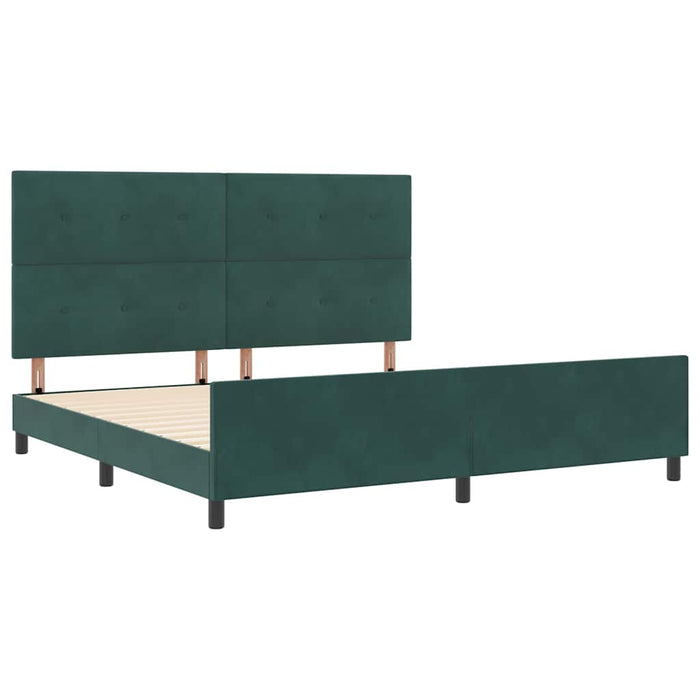 Pat cu arcuri cu headboard Verde închis 200 x 200 cm Catifea - WALTI WALTI
