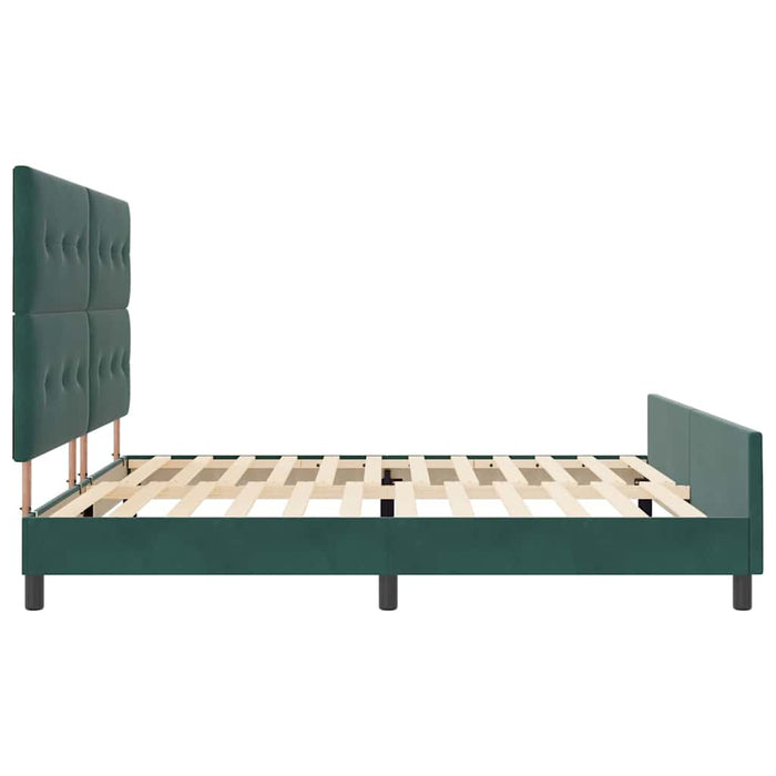 Pat cu arcuri cu headboard Verde închis 200 x 200 cm Catifea - WALTI WALTI