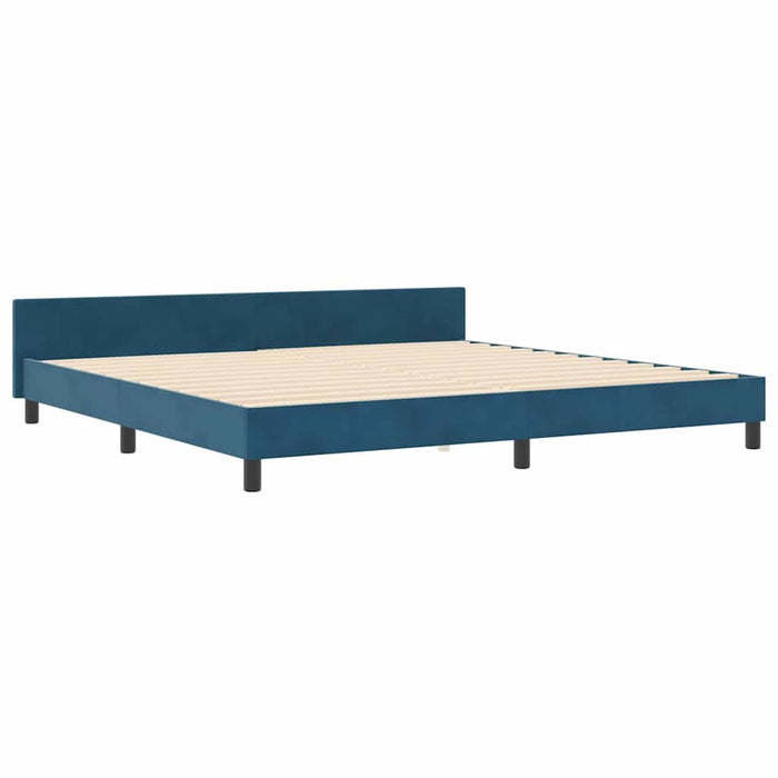 Pat cu arcuri cu headboard Albastru închis 200 x 200 cm Catifea - WALTI WALTI