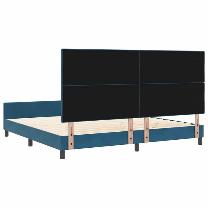 Pat cu arcuri cu headboard Albastru închis 200 x 200 cm Catifea - WALTI WALTI