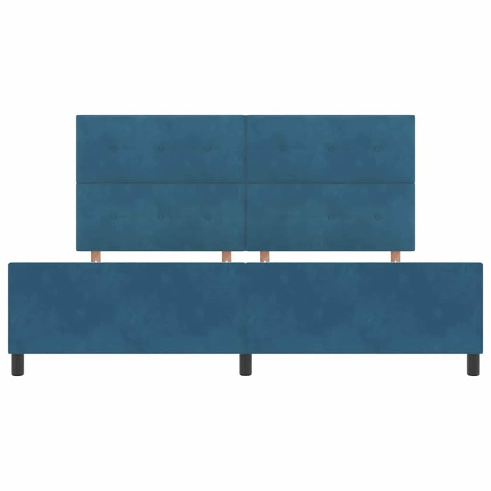 Pat cu arcuri cu headboard Albastru închis 200 x 200 cm Catifea - WALTI WALTI