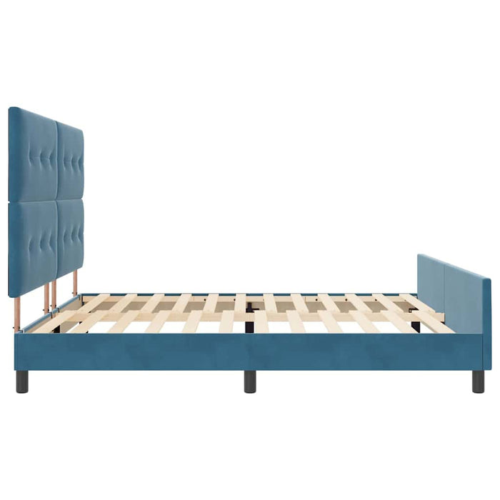 Pat cu arcuri cu headboard Albastru închis 200 x 200 cm Catifea - WALTI WALTI