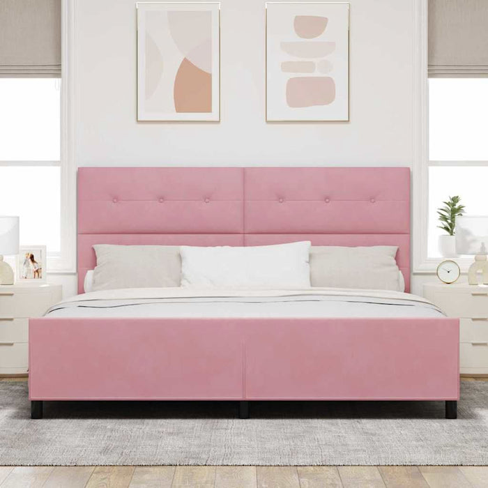 Pat cu arcuri cu headboard Roz 200 x 200 cm Catifea - WALTI WALTI