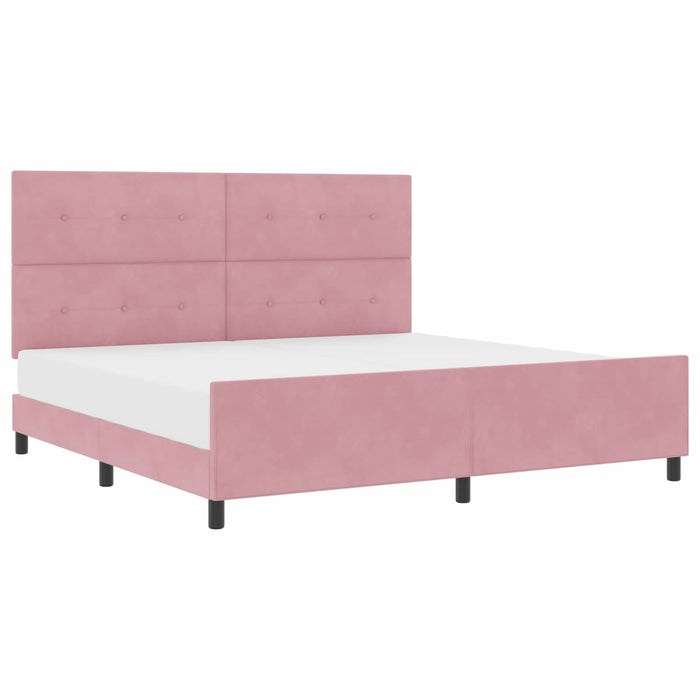 Pat cu arcuri cu headboard Roz 200 x 200 cm Catifea - WALTI WALTI