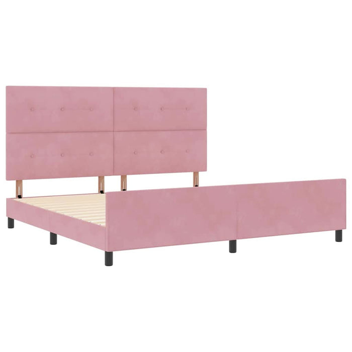 Pat cu arcuri cu headboard Roz 200 x 200 cm Catifea - WALTI WALTI