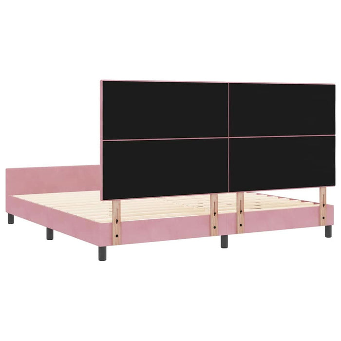 Pat cu arcuri cu headboard Roz 200 x 200 cm Catifea - WALTI WALTI