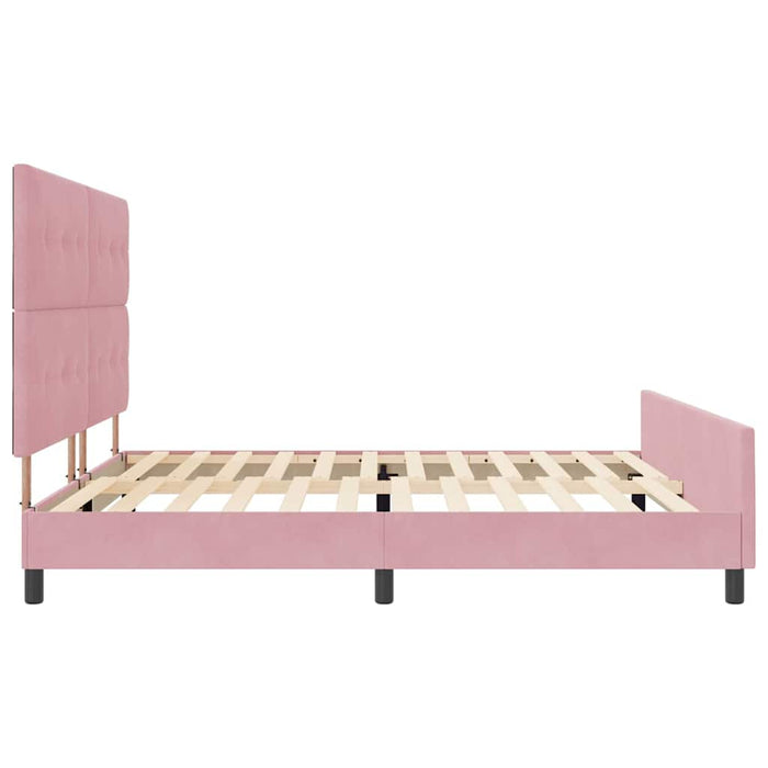 Pat cu arcuri cu headboard Roz 200 x 200 cm Catifea - WALTI WALTI